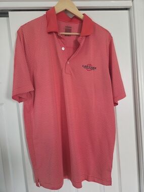 Red Striped Men's Polo Shirt "Lad Lake" Size XL